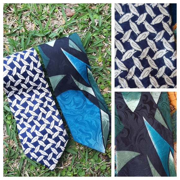 BALMAIN (2) Silk Vintage Ties Penguins Art Deco - Picture 3 of 8